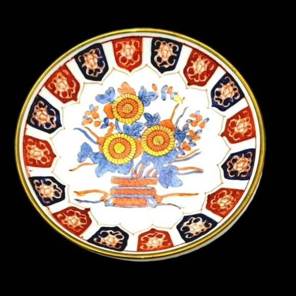 Vintage Imari Brass Encased Bowl "CD" Decorative China - Picture 1 of 9